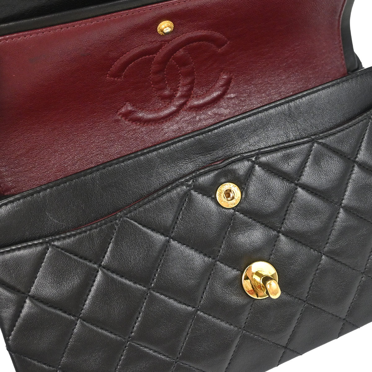 Chanel 1994-1996 Black Lambskin Small Classic Double Flap Shoulder Bag