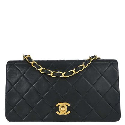 Chanel Black Lambskin Turnlock Mini Full Flap Shoulder Bag