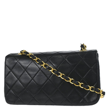 Chanel Black Lambskin Turnlock Mini Full Flap Shoulder Bag