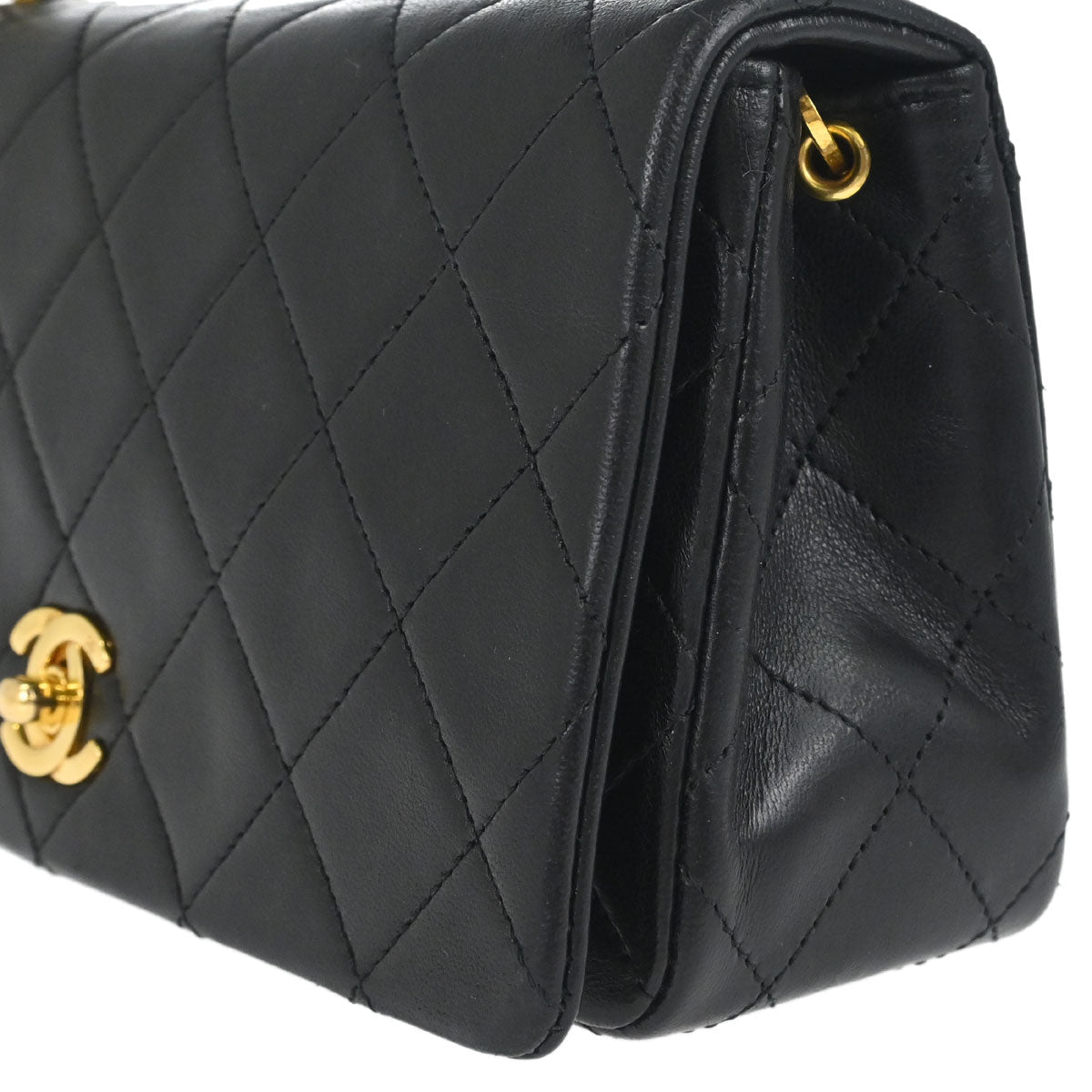Chanel Black Lambskin Turnlock Mini Full Flap Shoulder Bag