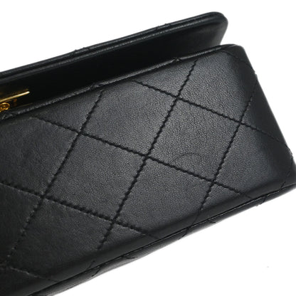 Chanel Black Lambskin Turnlock Mini Full Flap Shoulder Bag