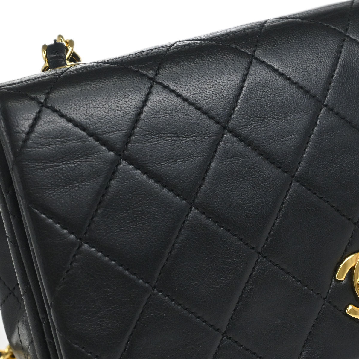 Chanel Black Lambskin Turnlock Mini Full Flap Shoulder Bag
