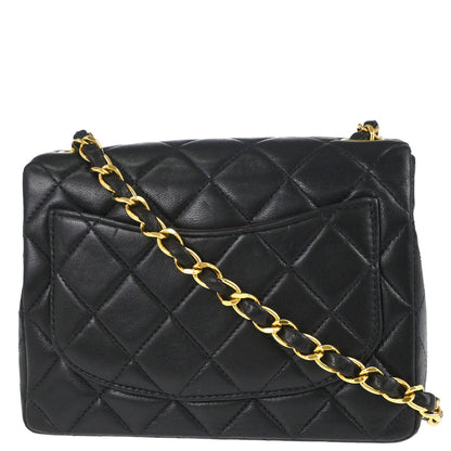 Chanel Black Lambskin Mini Classic Square Flap Shoulder Bag 17