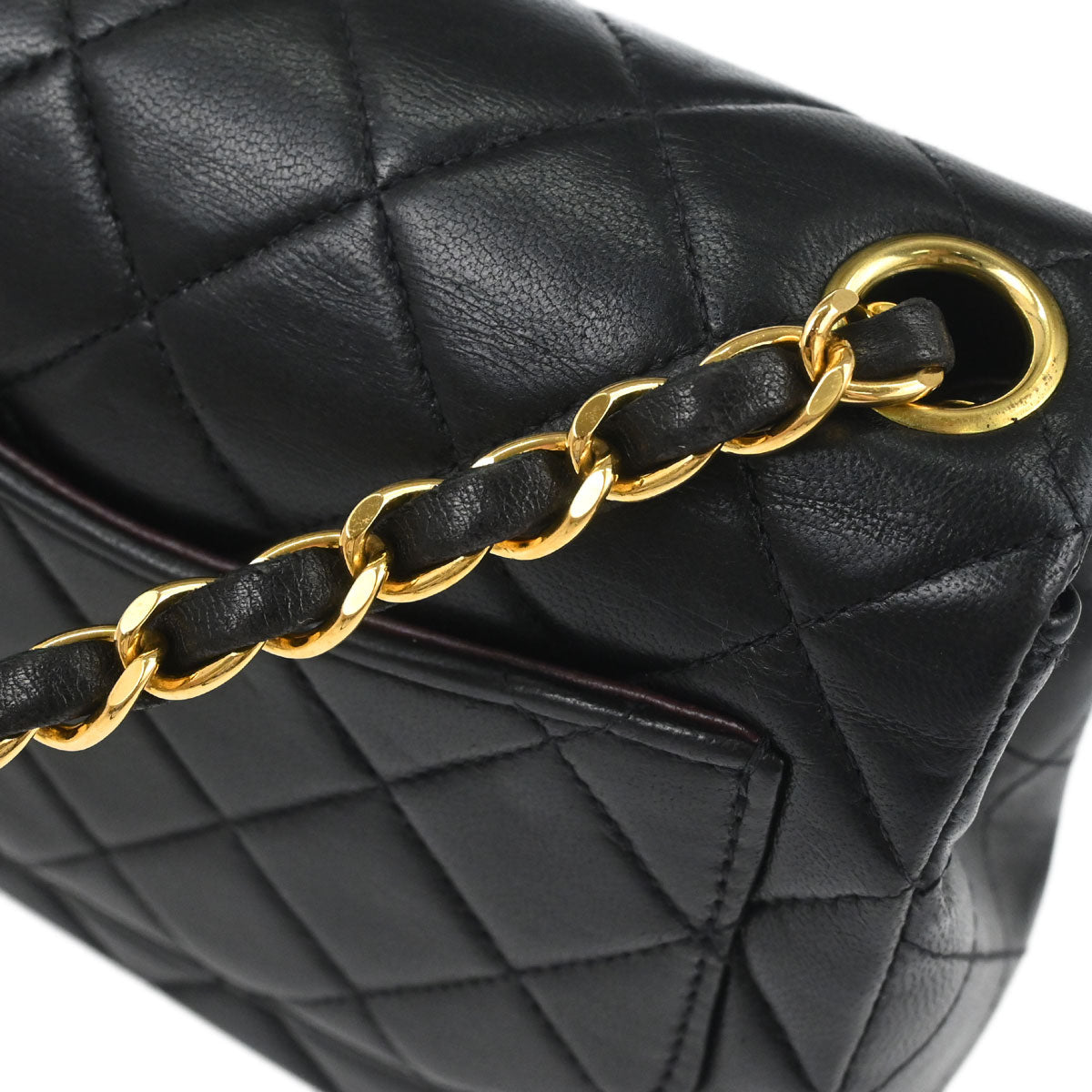 Chanel Black Lambskin Mini Classic Square Flap Shoulder Bag 17