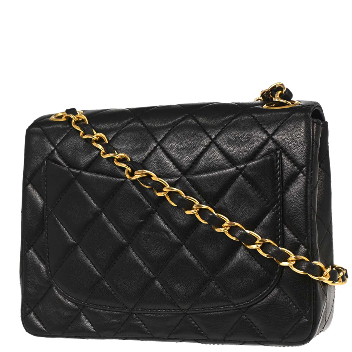 Chanel 1989-1991 Black Lambskin Mini Classic Square Flap Shoulder Bag 17