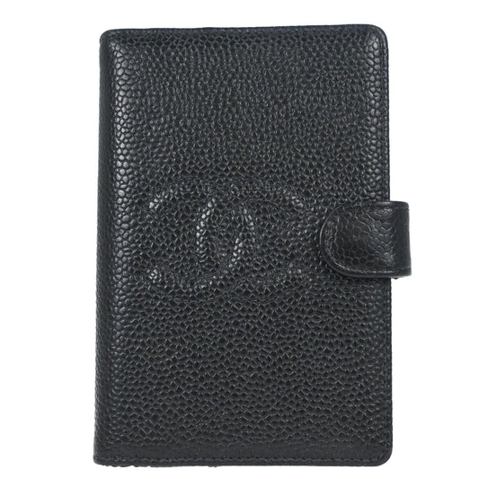 Chanel 1997-1999 Black Caviar Skin Notebook Cover Small Good