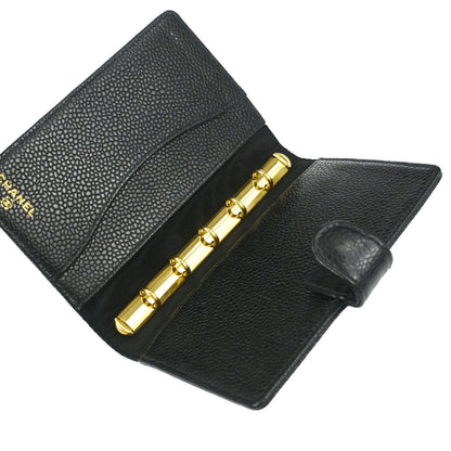 Chanel 1997-1999 Black Caviar Skin Notebook Cover Small Good