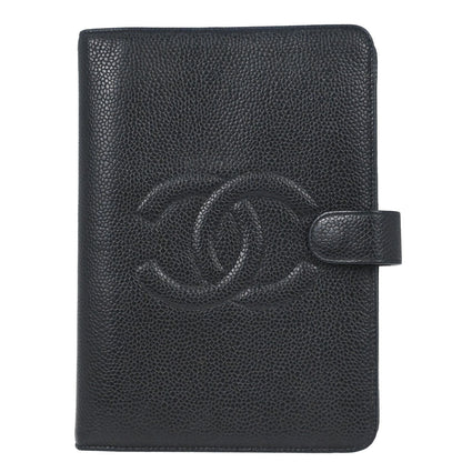 Chanel 1997-1999 Black Caviar Skin Notebook Cover Small Good