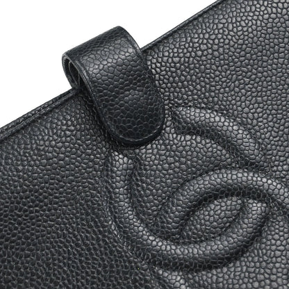 Chanel 1997-1999 Black Caviar Skin Notebook Cover Small Good