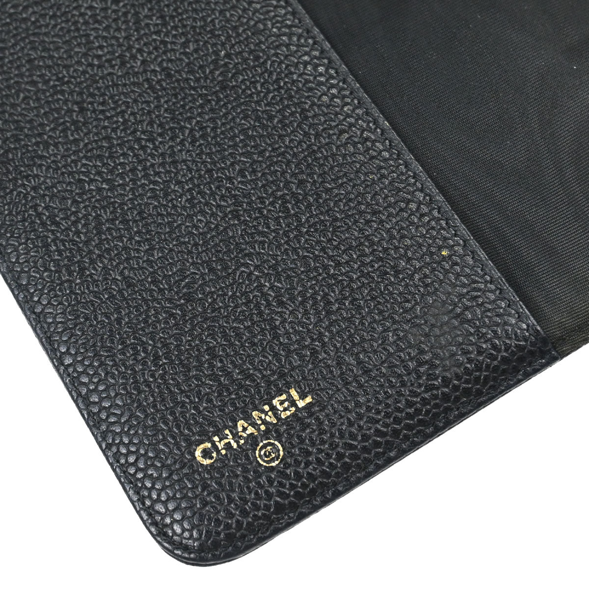 Chanel 1997-1999 Black Caviar Skin Notebook Cover Small Good