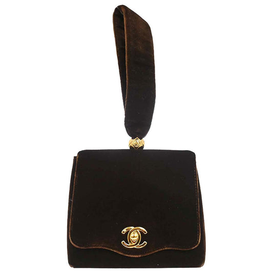 Chanel 1994-1996 Brown Velvet Handbag