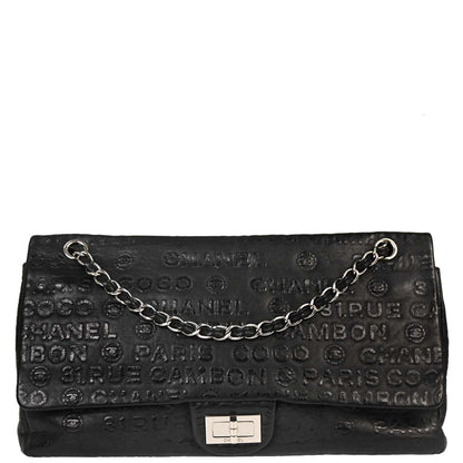 Chanel 2008-2009 Black Calfskin Unlimited 2.55 Maxi Double Flap Shoulder Bag