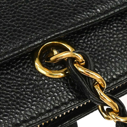 Chanel 1997-1999 Black Caviar Skin Tote Chain Handbag