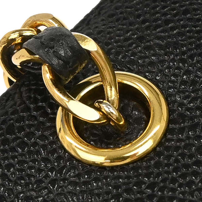 Chanel 1997-1999 Black Caviar Skin Tote Chain Handbag