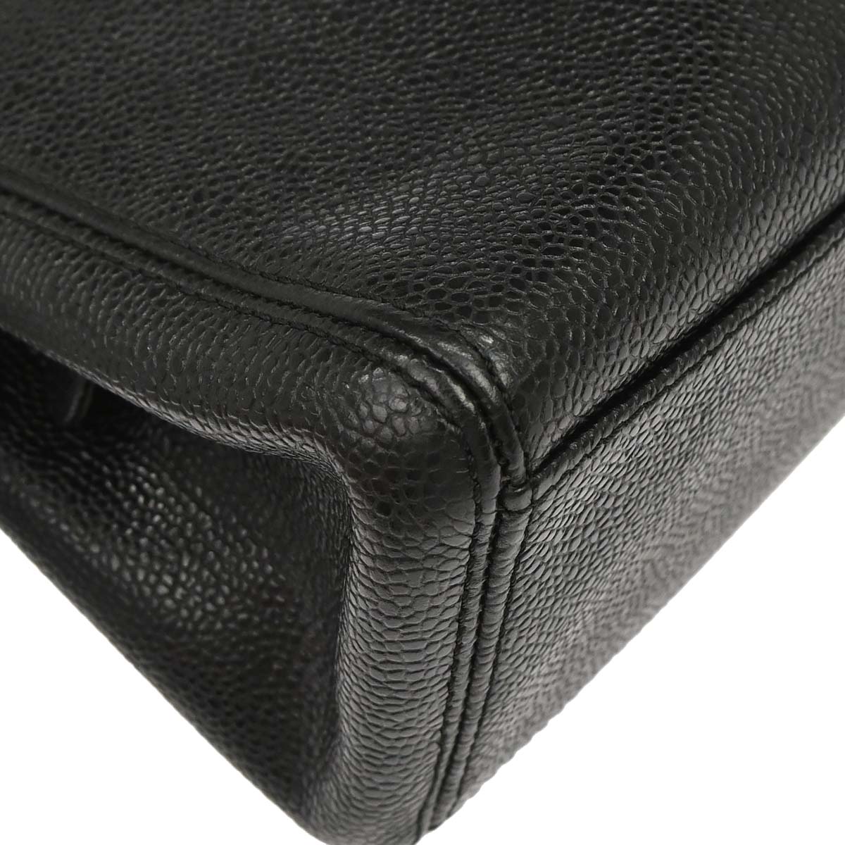 Chanel 1997-1999 Black Caviar Skin Tote Chain Handbag