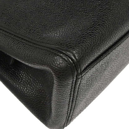 Chanel 1997-1999 Black Caviar Skin Tote Chain Handbag