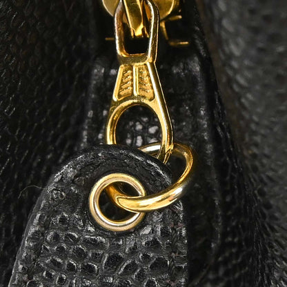 Chanel 1997-1999 Black Caviar Skin Tote Chain Handbag