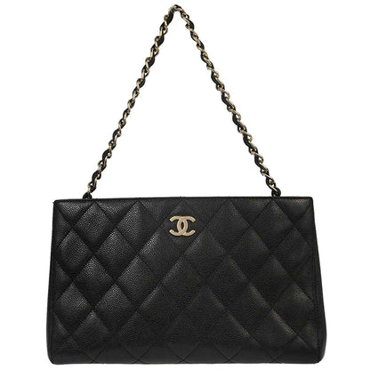 Chanel 2002-2003 Black Caviar Skin Tote Handbag