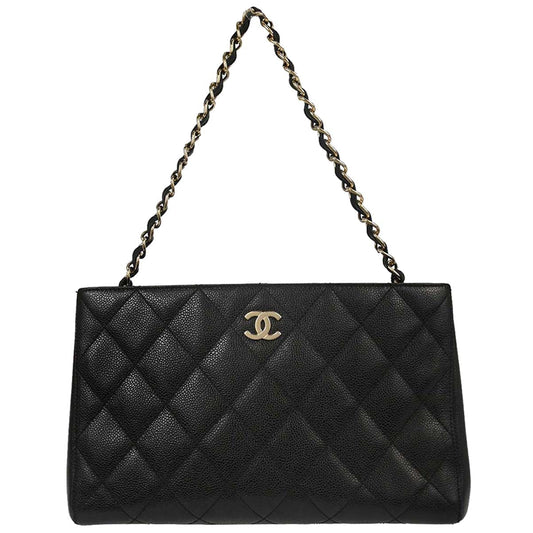 Chanel 2002-2003 Black Caviar Skin Tote Handbag