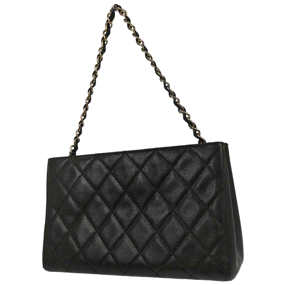 Chanel 2002-2003 Black Caviar Skin Tote Handbag
