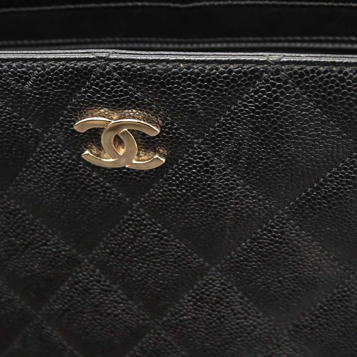 Chanel 2002-2003 Black Caviar Skin Tote Handbag