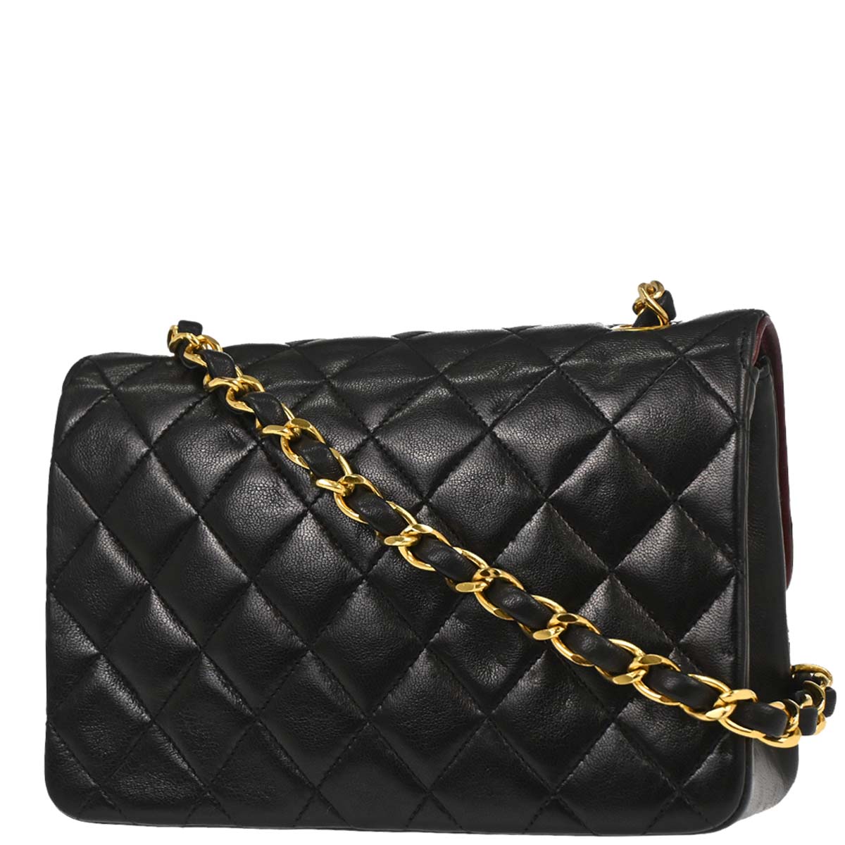 Chanel 1989-1991 Black Lambskin Single Flap Shoulder Bag