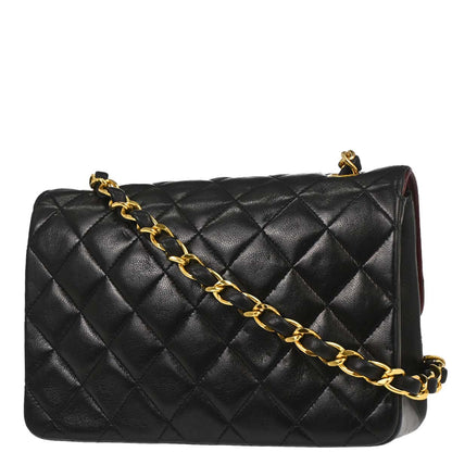 Chanel 1989-1991 Black Lambskin Single Flap Shoulder Bag