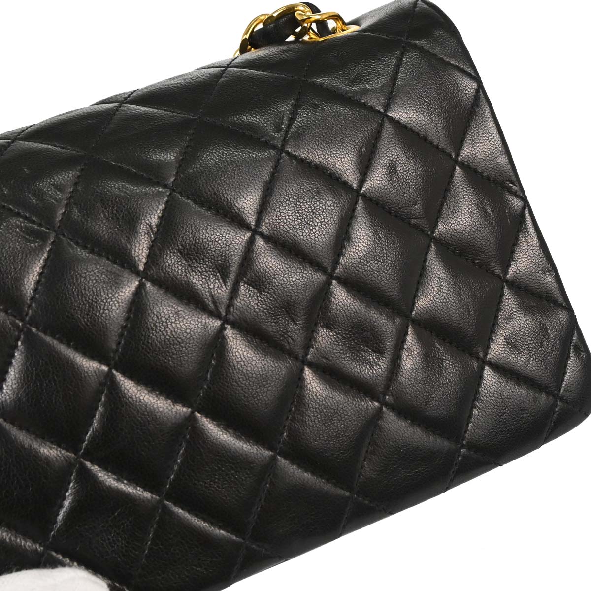 Chanel 1989-1991 Black Lambskin Single Flap Shoulder Bag