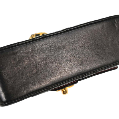 Chanel 1989-1991 Black Lambskin Single Flap Shoulder Bag