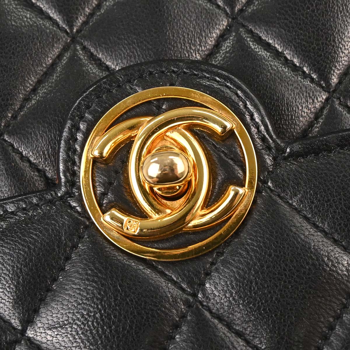 Chanel 1989-1991 Black Lambskin Single Flap Shoulder Bag