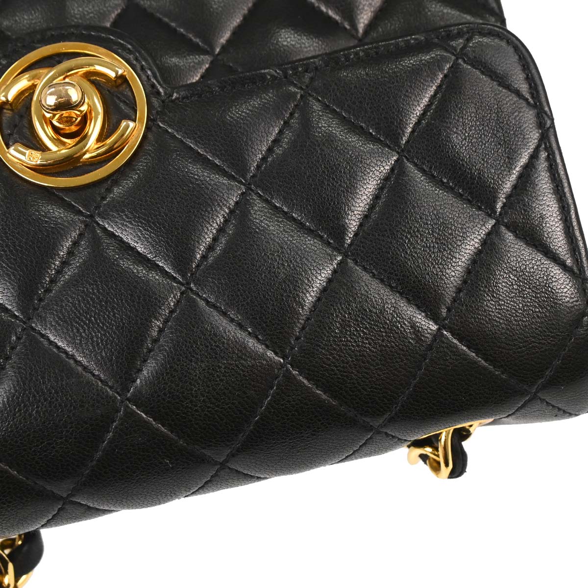 Chanel 1989-1991 Black Lambskin Single Flap Shoulder Bag