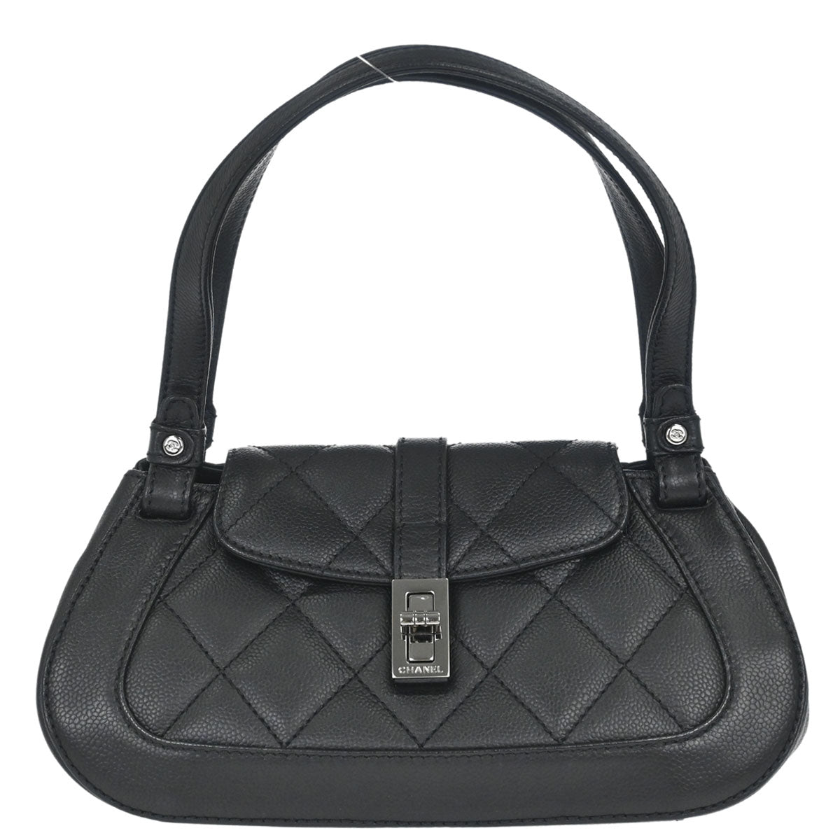 Chanel 2005-2006 Black Caviar Skin Mademoiselle Lock Handbag