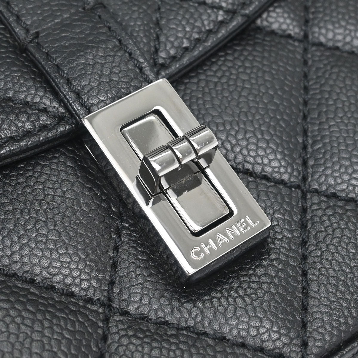 Chanel 2005-2006 Black Caviar Skin Mademoiselle Lock Handbag