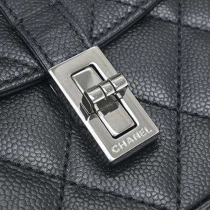 Chanel 2005-2006 Black Caviar Skin Mademoiselle Lock Handbag