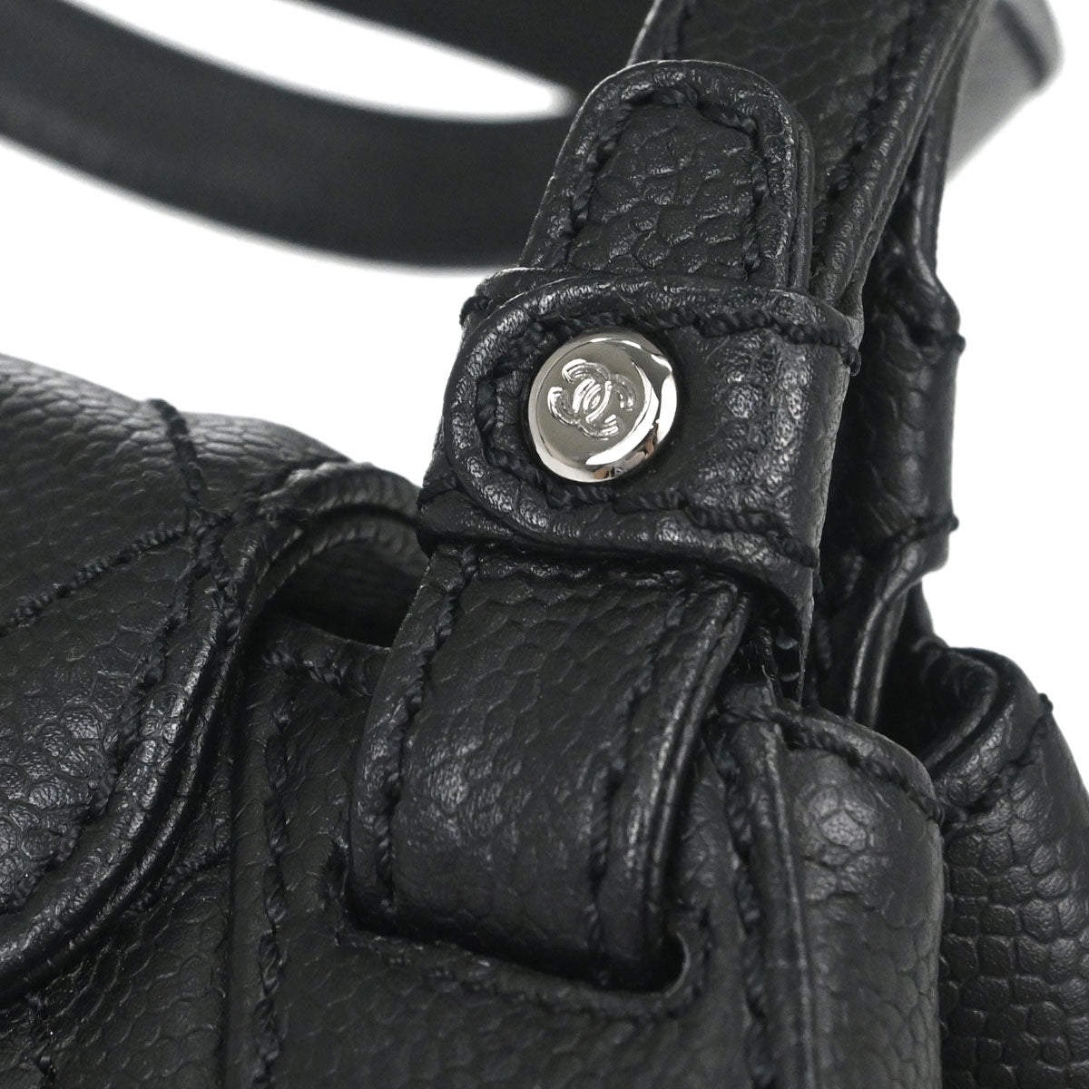 Chanel 2005-2006 Black Caviar Skin Mademoiselle Lock Handbag