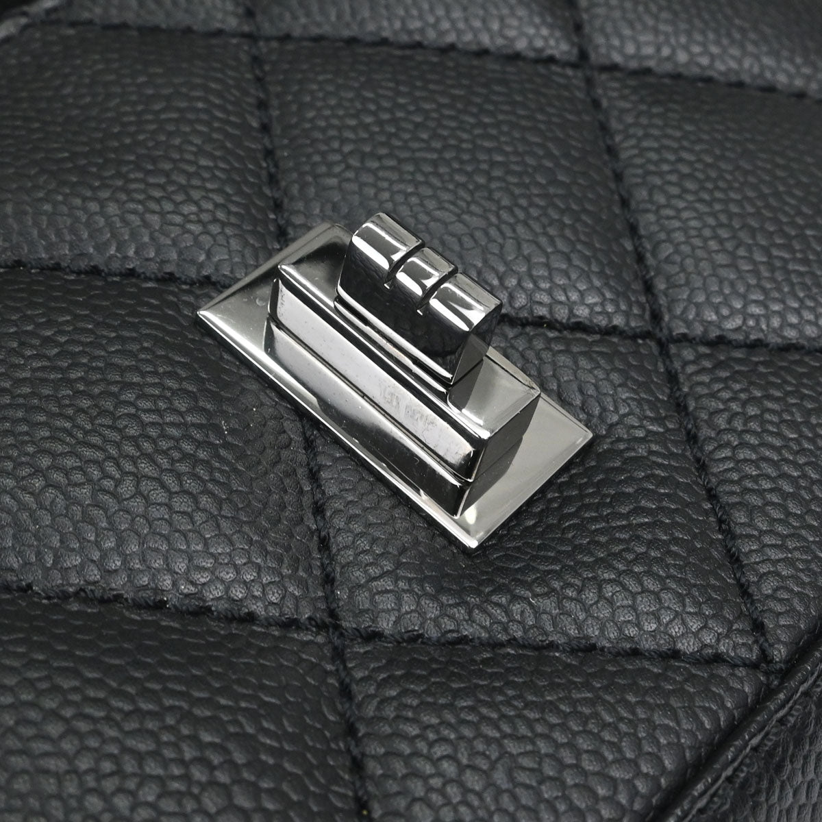 Chanel 2005-2006 Black Caviar Skin Mademoiselle Lock Handbag