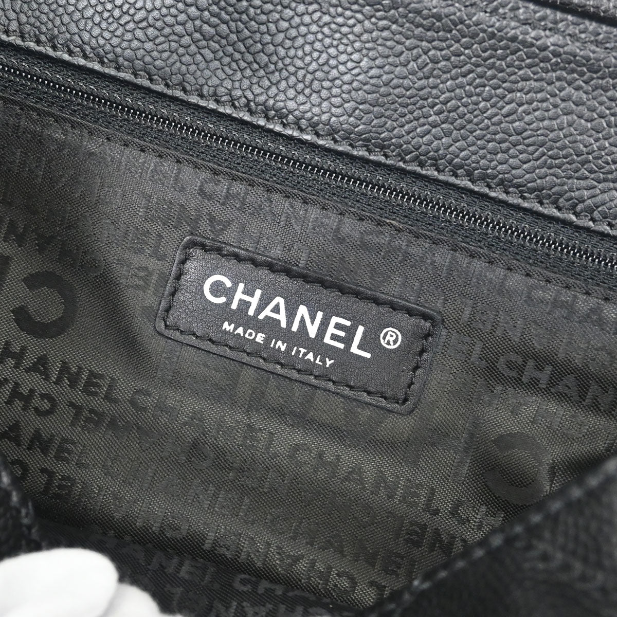 Chanel 2005-2006 Black Caviar Skin Mademoiselle Lock Handbag