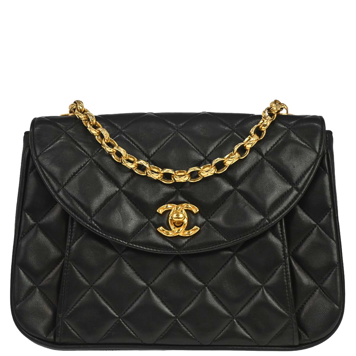 Chanel Black Lambskin Single Flap Shoulder Bag