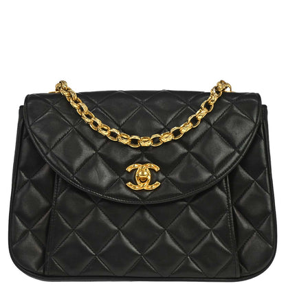 Chanel Black Lambskin Single Flap Shoulder Bag