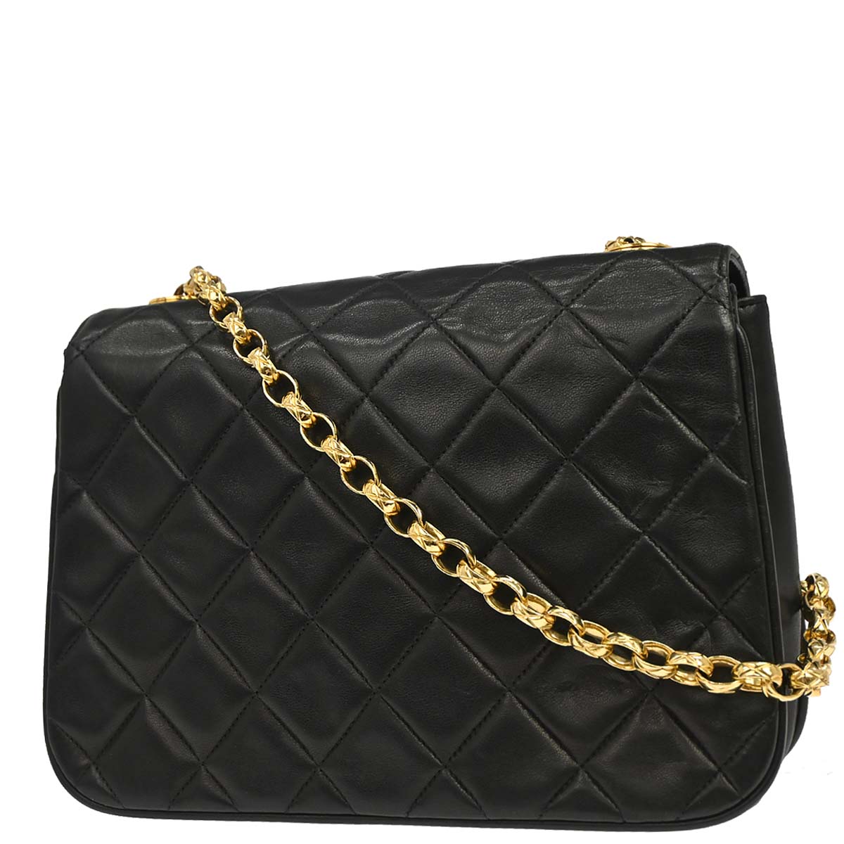 Chanel Black Lambskin Single Flap Shoulder Bag
