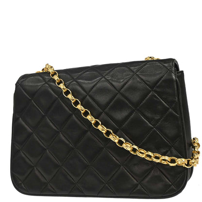 Chanel Black Lambskin Single Flap Shoulder Bag