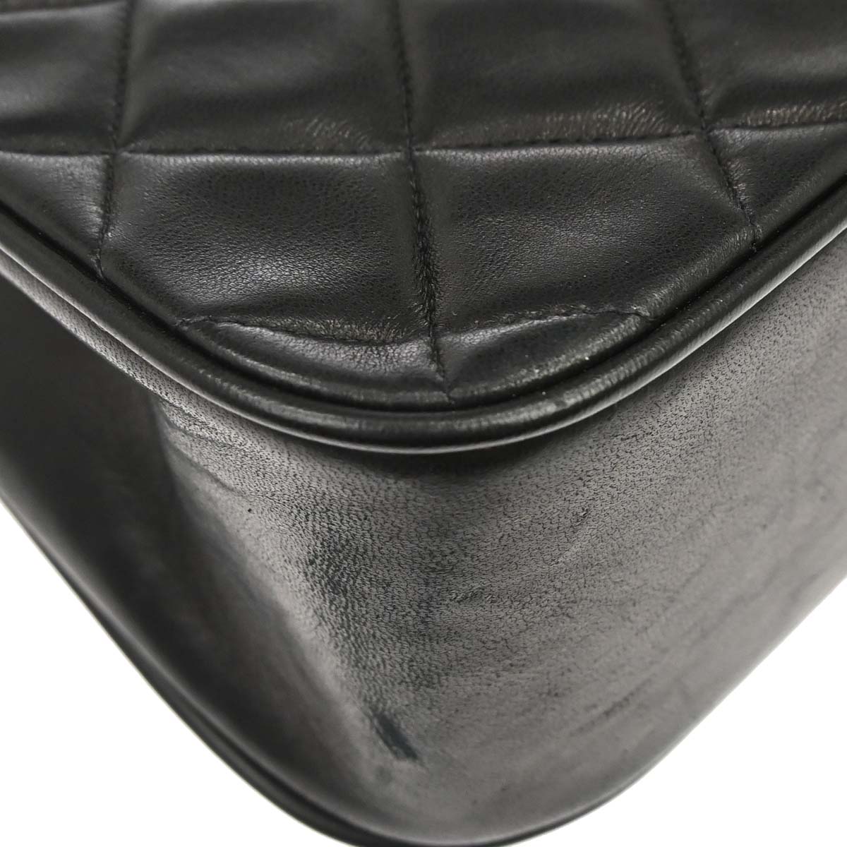 Chanel Black Lambskin Single Flap Shoulder Bag