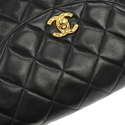 Chanel Black Lambskin Single Flap Shoulder Bag