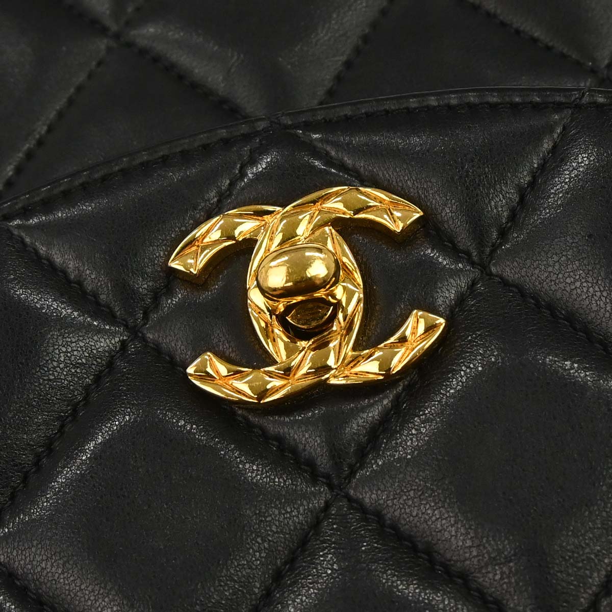 Chanel Black Lambskin Single Flap Shoulder Bag