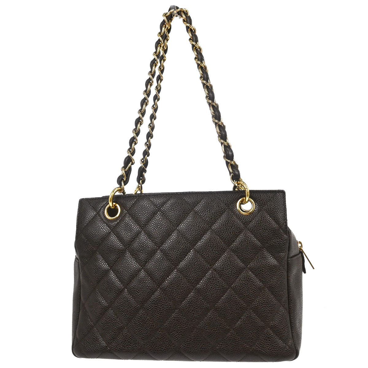 Chanel 2002-2003 Brown Caviar Skin Petite Timeless Tote PTT Chain Handbag