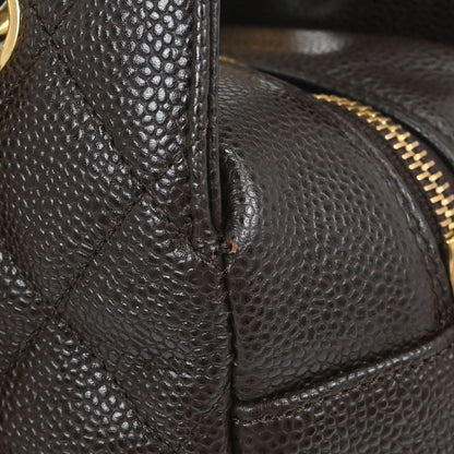 Chanel 2002-2003 Brown Caviar Skin Petite Timeless Tote PTT Chain Handbag