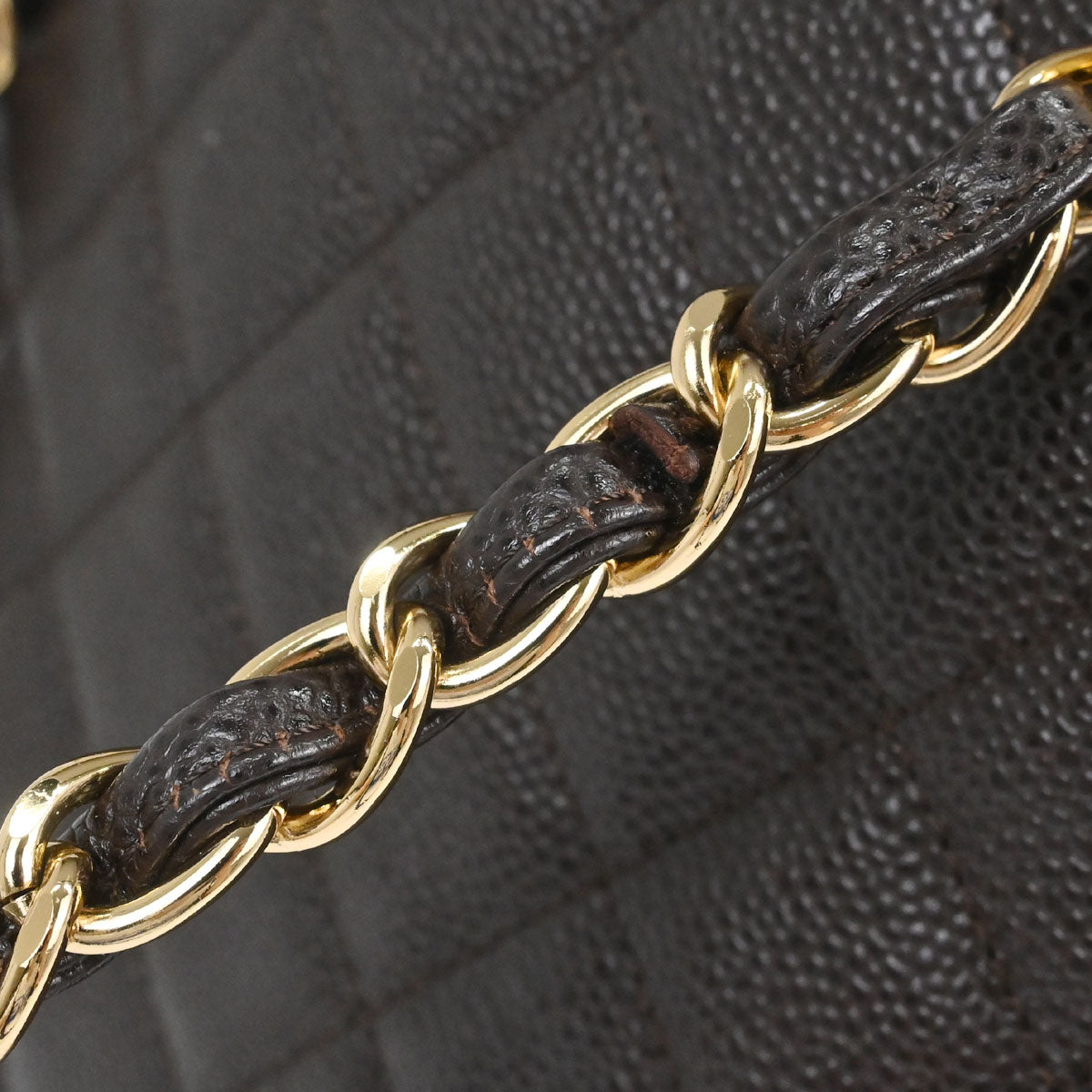 Chanel 2002-2003 Brown Caviar Skin Petite Timeless Tote PTT Chain Handbag
