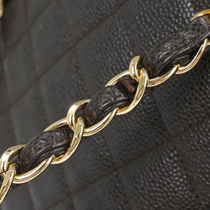Chanel 2002-2003 Brown Caviar Skin Petite Timeless Tote PTT Chain Handbag