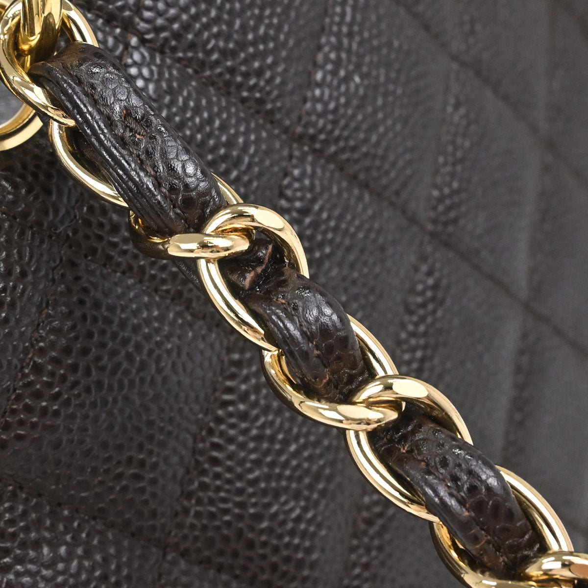Chanel 2002-2003 Brown Caviar Skin Petite Timeless Tote PTT Chain Handbag
