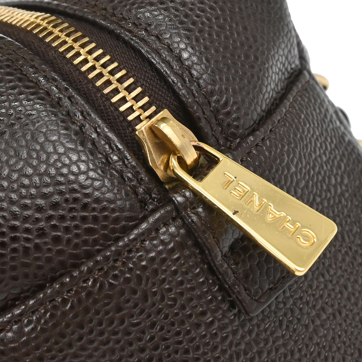 Chanel 2002-2003 Brown Caviar Skin Petite Timeless Tote PTT Chain Handbag